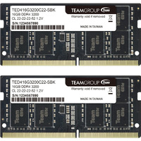 Teamgroup Elite Ddr4 32Gb Kit (2 X 16Gb) 3200Mhz Pc4-25600 Cl22 (2933Mhz Or 2666Mhz)Unbuffered Non-Ecc 1.2V Sodimm 260-Pin Laptop Notebook Pc Computer Memory Module Ram Upgrade - Ted432G3200C22Dc-S01