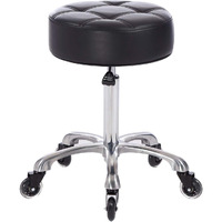 Frniamc Rolling Salon Stool With Wider Round Seat- Height Adjustable Heavy-Duty Chair With Wheels For Salon Esthetician And Home Office Use, In Black Color