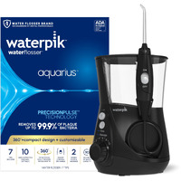 Waterpik Aquarius Water Flosser Professional For Teeth, Gums, Braces, Dental Care, Electric Power With 10 Settings, 7 Tips For Multiple Users And Needs, Ada Accepted, Black Wp-662, Packaging May Vary