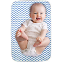 Portable Diaper Changing Mat - Extra Large Waterproof Baby Changing Pad | Machine Washable & Dryer Safe | Wipeable Surface For Easy Cleaning | Stylish Blue Chevron Design