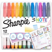 Sharpie S-Note Creative Markers, Pastel Highlighters, Art Marker Set, Assorted Colors, Chisel Tip, 12 Count