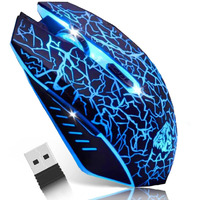 Vegcoo C10 Wireless Gaming Mouse Rechargeable Silent Optical Mice 7 Colors Led Lights, 7 Buttons 2400/1600/800Dpi (Black)