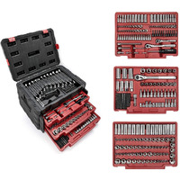 Workpro 450-Piece Drive Socket Set 1/2"" 1/4"" 3/8"", Cr-V Metric And Imperial With Quick-Release Ratchet Wrench, Spanners, Bits Set, Mechanics Tool For Car Repair