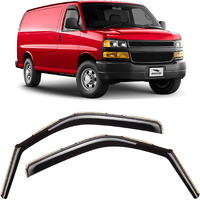 Voron Glass In-Channel Extra Durable Rain Guards For Chevrolet (Chevy) Express Van 1996-2024/Gmc Savana 1996-2024, Window Deflectors, Vent Window Visors, 2 Pieces - 210217