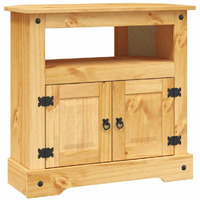 Vidaxl Console Table In Mexican Pine From Corona Range - Authentic Mexican Style Brown Side Cabinet With Open Compartment And One Cabinet, Suitable For Living Room, Tv Or Hi-Fi Stand