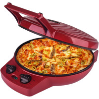 Courant Pizza Maker, 12 Inch Pizza Cooker And Calzone Maker, With Timer &Temperatures Control, 1440 Watts Pizza Oven Convert To Electric Indoor Grill, Red