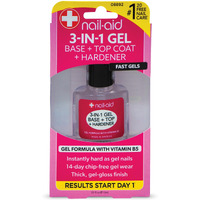 Nail-Aid 3-In-1 Gel Base + Top + Hardener, Clear, 0.55 Fluid Ounce