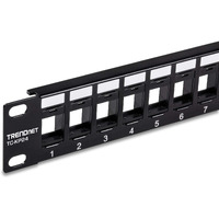 Trendnet 24-Port Blank Keystone 1U Patch Panel, 1U 19"" Metal Rackmount Housing, Recommended With Tc-K25C6 & Tc-K50C6 Cat6 Keystone Jacks (Sold Separately), Black, Tc-Kp24