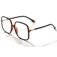 Biggy Oversized Square Blue Light Blocking Glasses - Ultralight Anti Eyestrain | Reduce Eye Strain Nerd Glasses, Reading Book/Tv/Computer/Gaming Frames For Women Men, Anti Uv (Rectangle Leopard)
