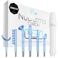 Nuderma Clinical Skin Therapy Wand - Portable Skin Therapy Machine W 6 Fusion Neon + Argon Wands - Anti Aging - Clarifying - Skin Tightening & Radiance - Wrinkle Reducing