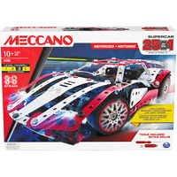 Meccano, 25-In-1 Motorized Supercar Stem Model Building Kit With 347 Parts, Real Tools And Working Lights, Kids Toys For Ages 10 And Up