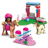 Mega Barbie Pets Horse Toy Building Set With Micro-Doll And Accessories, 1 Horse And 1 Pony, Easy-To-Build Horse Jumping Playset