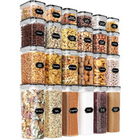 Praki Airtight Food Storage Containers Set With Lids - 24 Pcs, Bpa Free Kitchen And Pantry Organization, Plastic Leak-Proof Canisters For Cereal Flour & Sugar - Labels & Marker