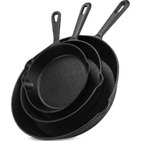 Utopia Kitchen Saute Fry Pan - Pre-Seasoned Cast Iron Skillets Set 3-Piece Frying Pan Comprised Of 6"", 8"", And 10"" Cast Iron Pan - Easy Use In The Oven, Stove, Grill, Or Campfire - Black