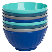 Klickpick Home 6 Inch Plastic Bowls Set Of 8 - 28 Oz Large Plastic Cereal & Soup Bowls - Microwave & Dishwasher Safe - Bpa Free - 4 Coastal Colors (2 Each)