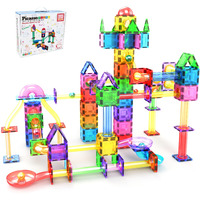 Picassotiles 70 Pcs Marble Run Maze Race Track Magnetic Tiles Magnet Building Block Educational Construction Toy Playset Stem Learning Kit Child Brain Development Hand Eye Coordination Training Ptg70