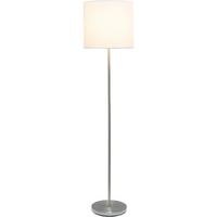 Simple Designs Lf2004-Wht Brushed Nickel Stick Drum Shade Floor Lamp, White