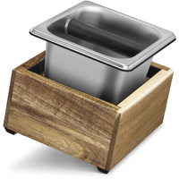 Navaris Coffee Knock Box - Stainless Steel And Wood Bin For Espresso Machine Coffee Grounds - With Silicone Bar For Knocking Portafilter Filter Grinds