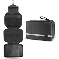 Maliton Toiletry Bag For Men & Women | Large For Traveling | Hanging Compact Hygiene Bag With 4 Compartments | Waterproof Bathroom Shower Bag (Black)