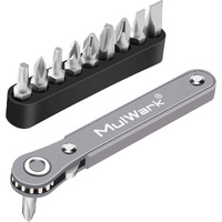 Mulwark 11Pc Right Angle Screwdriver 1/4 Mini Ratchet Wrench Close Quarters Pocket Screwdriver Set With High Torque & Low Profile- Edc Tool With 90 Degree Mini Offset Reversible Drive Handle