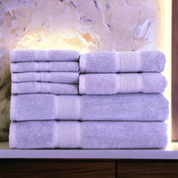 Luzia 8 Piece Bathroom Towel Set - 100% Turkish Cotton, Premium Quality - 2 Bath Towels 2 Hand Towels And 4 Washcloths (Lavender/Purple)