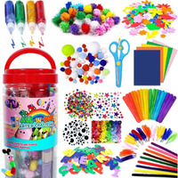 Funzbo Arts And Crafts Supplies For Kids - Craft Kit With Glitter Glue Stick, Valentine Pipe Cleaners Craft & Craft Tools, Diy School Supplies Kit, Girls Toys, Gifts For Girls And Boys Age 4+