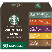 Starbucks By Nespresso Original Line Variety Pack Coffee, 50-Count Espresso Pods