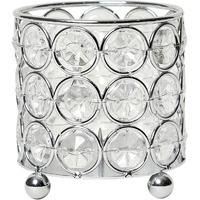 Elegant Designs Hg1000-Chr Elipse Mini Crystal Decorative Flower Vase, Candle Holder, Wedding Centerpiece, 3.25 Inch, Chrome