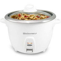 Elite Gourmet Erc-2010 Electric Rice Cooker With Stainless Steel Inner Pot Makes Soups, Stews, Grains, Cereals, Keep Warm Feature, 10 Cups Cooked, White
