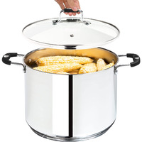 Millvado Stock Pot, Large Stainless Steel 11 Quart Stockpot, Large Cooking Pot, Clear Glass Lid And Measurement Markings, Steam Hole, Induction, Gas, Electric Compatible Big Boiling Pot
