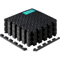 Yes4All Interlocking Exercise Foam Mats With Border - Interlocking Floor Mats For Gym Equipment - Eva Interlocking Floor Tiles ,12 Square Feet, Black (Pack Of 12)