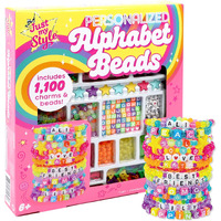 Just My Style Abc Beads By Horizon Group Usa, 1000+ Charms & Beads, Alphabet Charms, Accent Seed Star Wax Beading Cord, Satin Cord Key Ring Included, Bright, Small