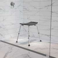 Flash Furniture Hercules Series Tool-Free And Quick Assembly, 300 Lb. Capacity, Adjustable Gray Bath & Shower Chair With Non-Slip Feet