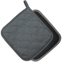 Yekoo 2 Pcs Gray Pot Holders Sets For Kitchen Heat Resistant Oven Hot Pads With Pockets Non Slip Soft Grip Potholders For Baking Cooking 8""X8.5""