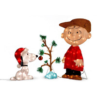 Tisyourseason Charlie Brown, Snoopy & The Lonely Tree Lighted Outdoor Christmas Decoration 3Pc Set