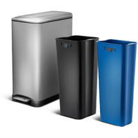 Home Zone Living 13 Gallon Kitchen Trash Can, Dual Removable Liners For Recycling And Trash, 50 Liter Slim Stainless Steel Shape (8 + 5 For 13 Gallons Total)