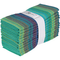 Ramanta Home 100% Cotton Dinner Napkin 12-Pack Of Salsa Stripe Oversized 20X20 Inch Best For Cocktail And Everyday Use Mitered Corners & Generous Hem - Teal Multi