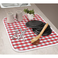2-Piece Dish Drying Mat Set 16""X18"" Buffalo Classic Check Plaid - Red,Dish Drying Mat,Buffalo Check Drying Mat,Buffalo Plaid Drying Mat,Plaid Drying Mat,Buffalo Plaid Dish Drying Mat