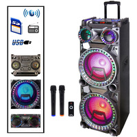 Befree Sound Dual 10 Inch Subwoofer Bluetooth Portable Party Speaker With Sound Reactive Party Lights, Usb/Sd Input, Rechargeable Battery, Remote Control And 2 Wireless Microphones