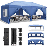Vingli 10X20 Ft Pop Up Canopy Tent With 6 Sidewalls, Canopy 10X20 With Carry Bag, Outdoor Gazebo Canopy Tent Camping Tent, Patio Event Tent Outdoor Canopy Commercial Canopy(Blue)