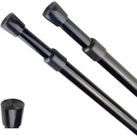 2Pcs Adjustable Tension Curtain Rod, 28 To 43 Inches Spring Rods Closet Rod Cupboard Bars Spring Loaded Curtain Rods Tensions Rod For Windows,Kitchen, Bathroom,Cupboard,Wardrobe (Black)