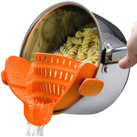 Kitchen Gizmo Snap N Strain Pot Strainer And Pasta Strainer - Adjustable Silicone Clip On Strainer For Pots, Pans, And Bowls - Kitchen Colander - Orange