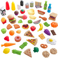 Kidkraft 65-Piece Plastic Play Food Set For Play Kitchens, Fruits, Veggies, Sweets, Drinks And More, Gift For Ages 3+