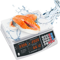 Waterproof Price Computing Scale Ip68, 66Lb Digital Commercial Food Meat Produce Weight Scale For Farmers Market, Seafood, Rechargeable, Washable, Not For Trade