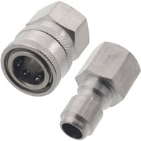 Erie Tools Pressure Washer 3/8In. Female Npt Quick Connect Stainless Steel Socket Set And Plug High Temp 4000 Psi 10.5 Gpm