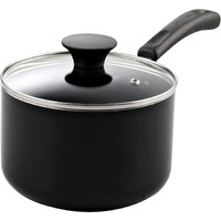 Cook N Home Nonstick Sauce Pan With Glass Lid 3-Qt, Multi-Purpose Pot Saucepan Kitchenware, Black, Aluminum