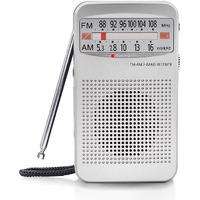 Fuhongyuan Am Fm Portable Pocket Radio, Compact Transistor Radios - Best Reception, Loud Speaker, Earphone Jack, Long Lasting, 2 Aa Battery Operated (Silver)