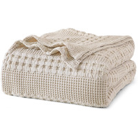 Phf 100% Cotton Waffle Weave Blanket King Size, Soft Lightweight Breathable Cozy Blankets For Bed, Luxury Aesthetic Woven Bedding For Home Decor, 108""X90"", Oatmeal