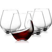 Godinger Wine Glasses, Stemless Wine Glasses, Red Wine Glasses, Wine Drinking Glasses, Stemless Wine Glass - 17Oz, Set Of 4 - Made In Europe