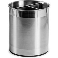 Cooler Kitchen Rotating Extra Large Stainless Steel Utensil Holder Caddy With Sturdy No-Tip Weighted Base, Removable Divider, And Gripped Insert Bottom -Dishwasher Safe Metal Cooking Utensil Holder